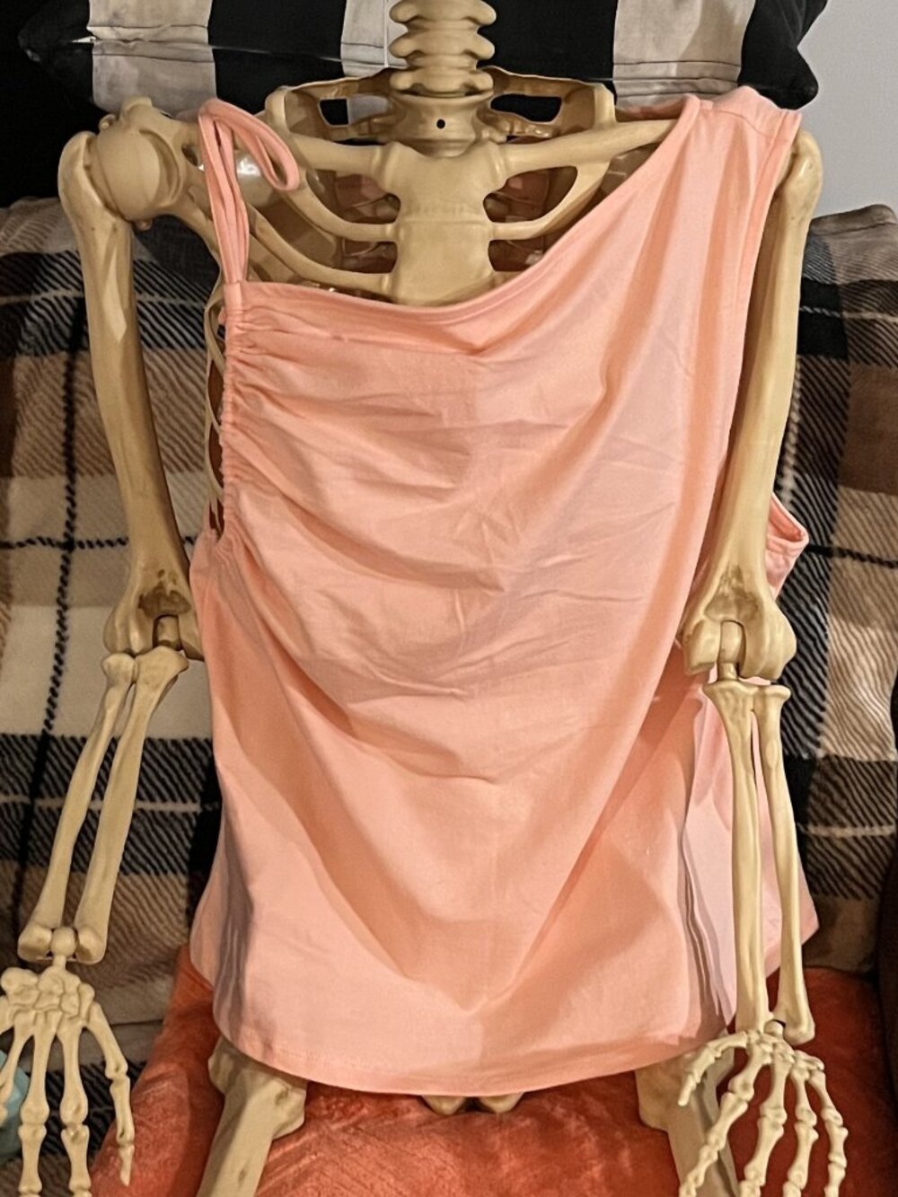 No Boundaries Pink Coral One-Shoulder Ruched Top XL 16-18 NWOT